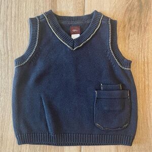 Tea Collection Boys' Blue Sweater Vest Size M (12-18 Months)